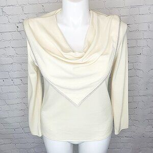 VINTAGE THREE FLAGGS CALIFORNIA RHINESTONE TRIM COWL NECK TOP -  SZ 12